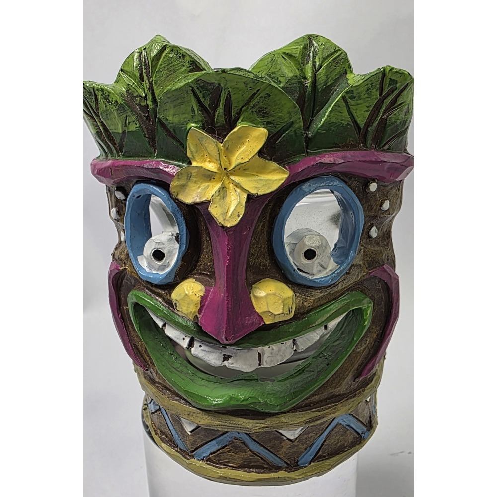 Northlight 4.5" Smiling Tiki Mask with Yellow Flower Candle Holder